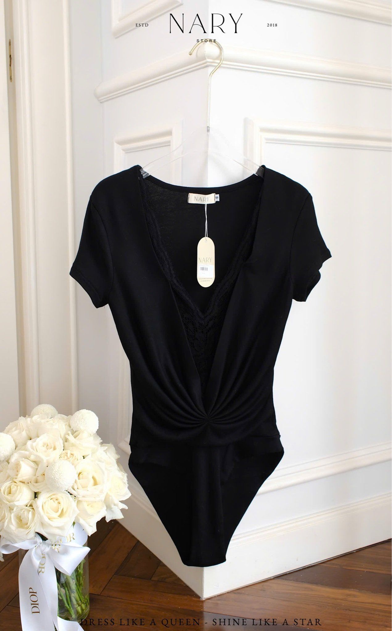 Áo Bodysuit Nhúng Phối Ren