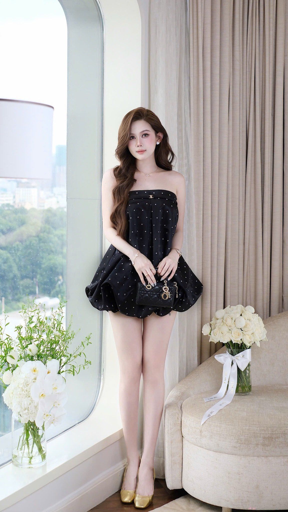 Đầm Babydoll Chấm Bi