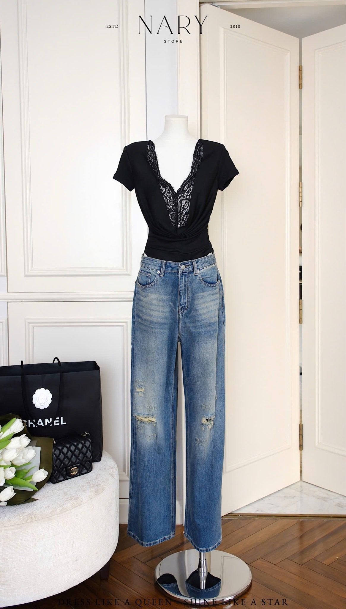 Áo Bodysuit Nhúng Phối Ren
