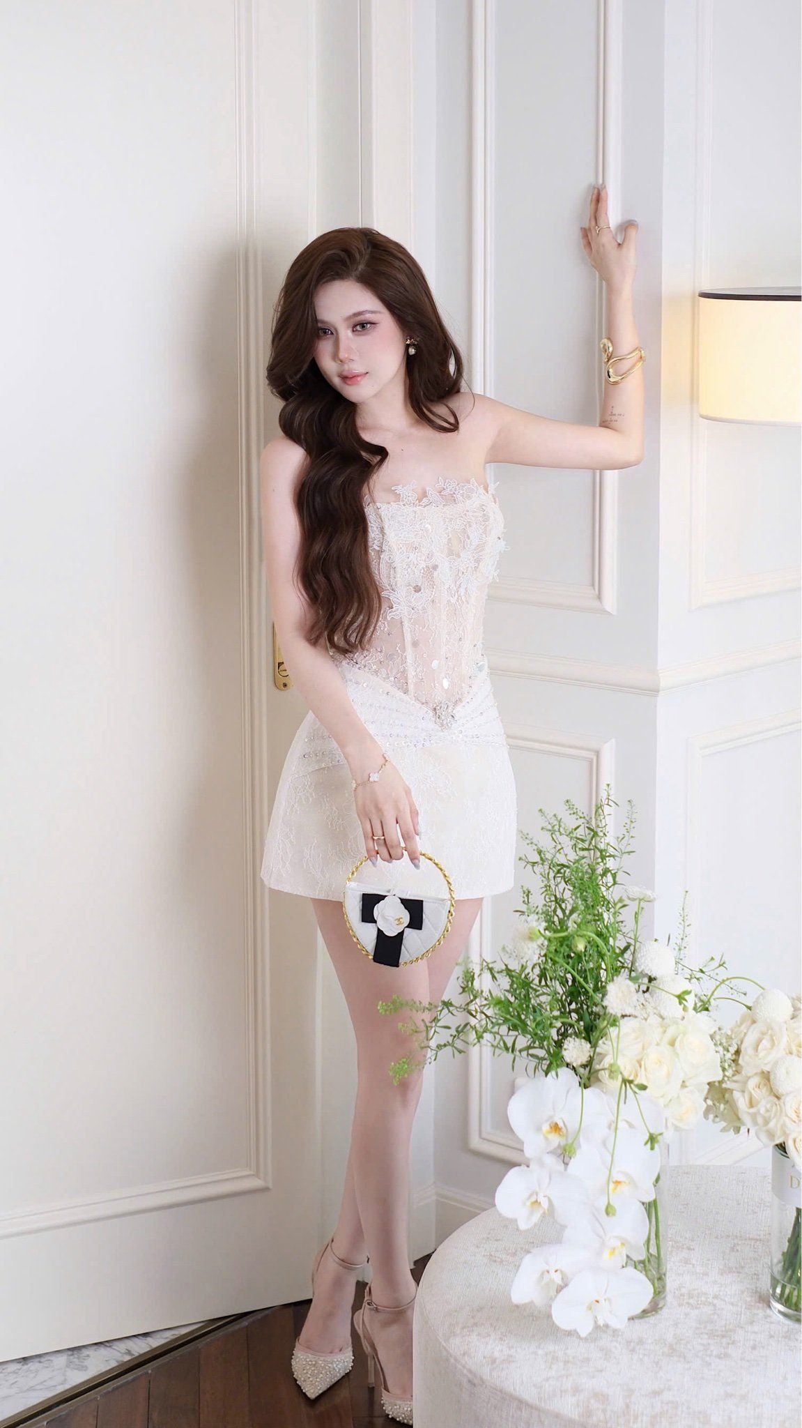 Đầm Cup Kết Châu Kèm Charm