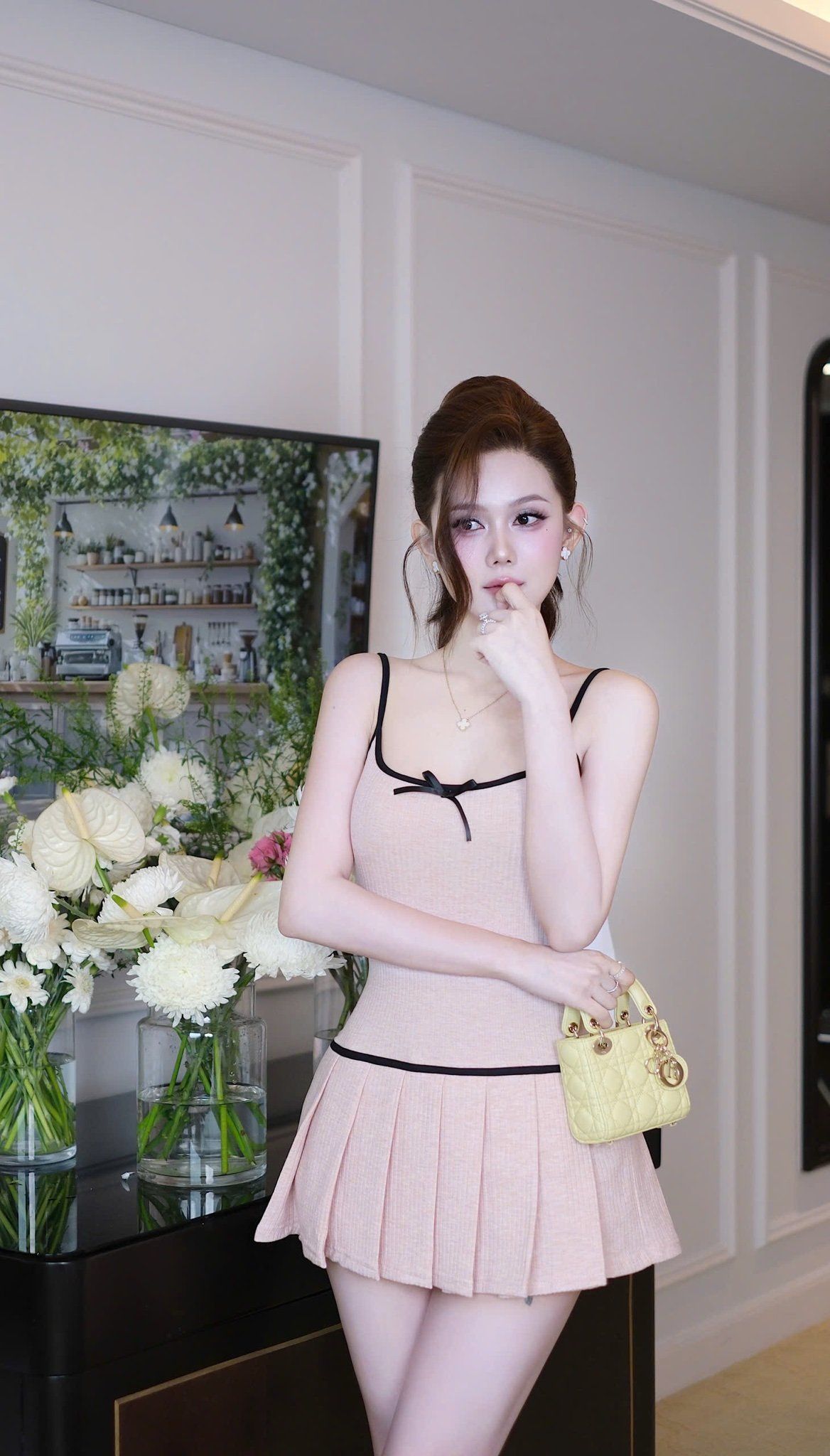 Đầm 2S Xếp Ly Đính Nơ