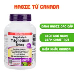 Webber Naturals Viên Uống Magie Dễ Dàng Hấp Làm Dịu Nhẹ Cho Hệ Tiêu Hóa Magnesium Bisglycinate 200mg Hộp 120 Viên