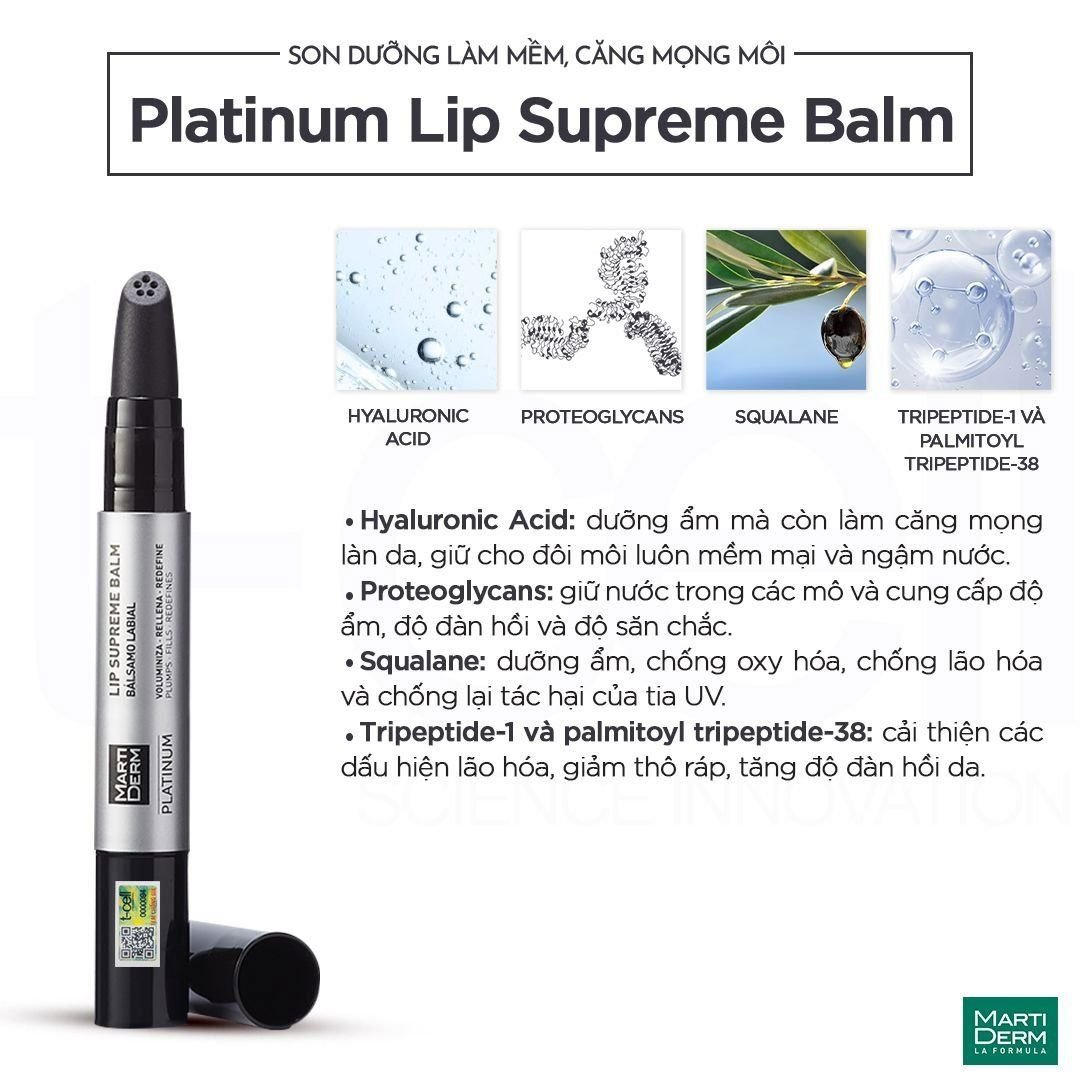 Son Dưỡng Làm Mềm, Căng Mọng Môi - MartiDerm Platinum Lip Supreme Balm
