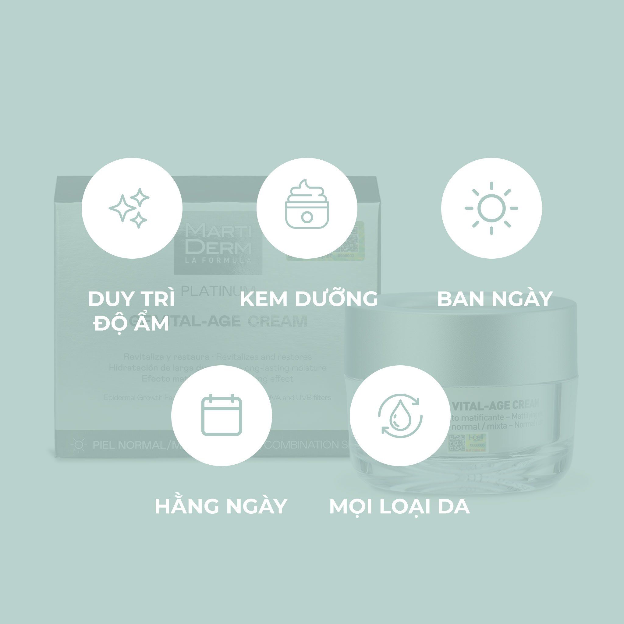 Kem Dưỡng Phục Hồi Chống Lão Hóa Đa Chức Năng - MartiDerm Platinum GF Vital Age Cream normal/mixed Skin (50ml)