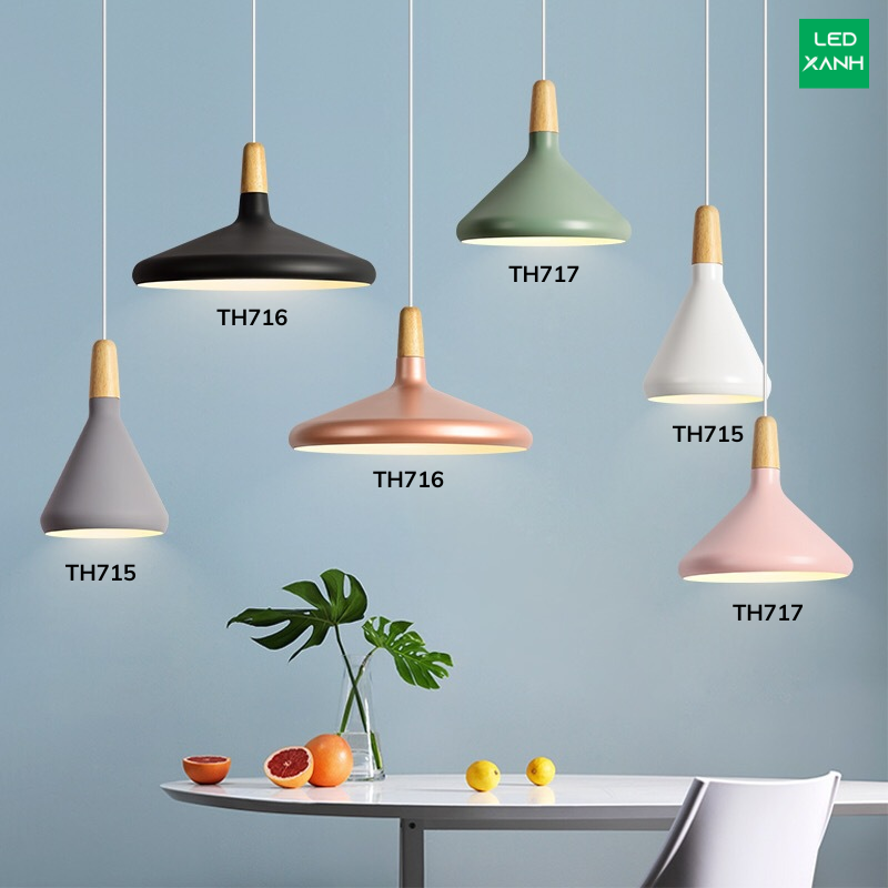 Đèn thả treo Scandinavian hiện đại chao màu pastel TH715-TH716-TH717
