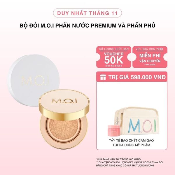 [GIẢM 50K] Bộ Đôi M.O.I Phấn Nước Premium Và Phấn Phủ Baby Skin