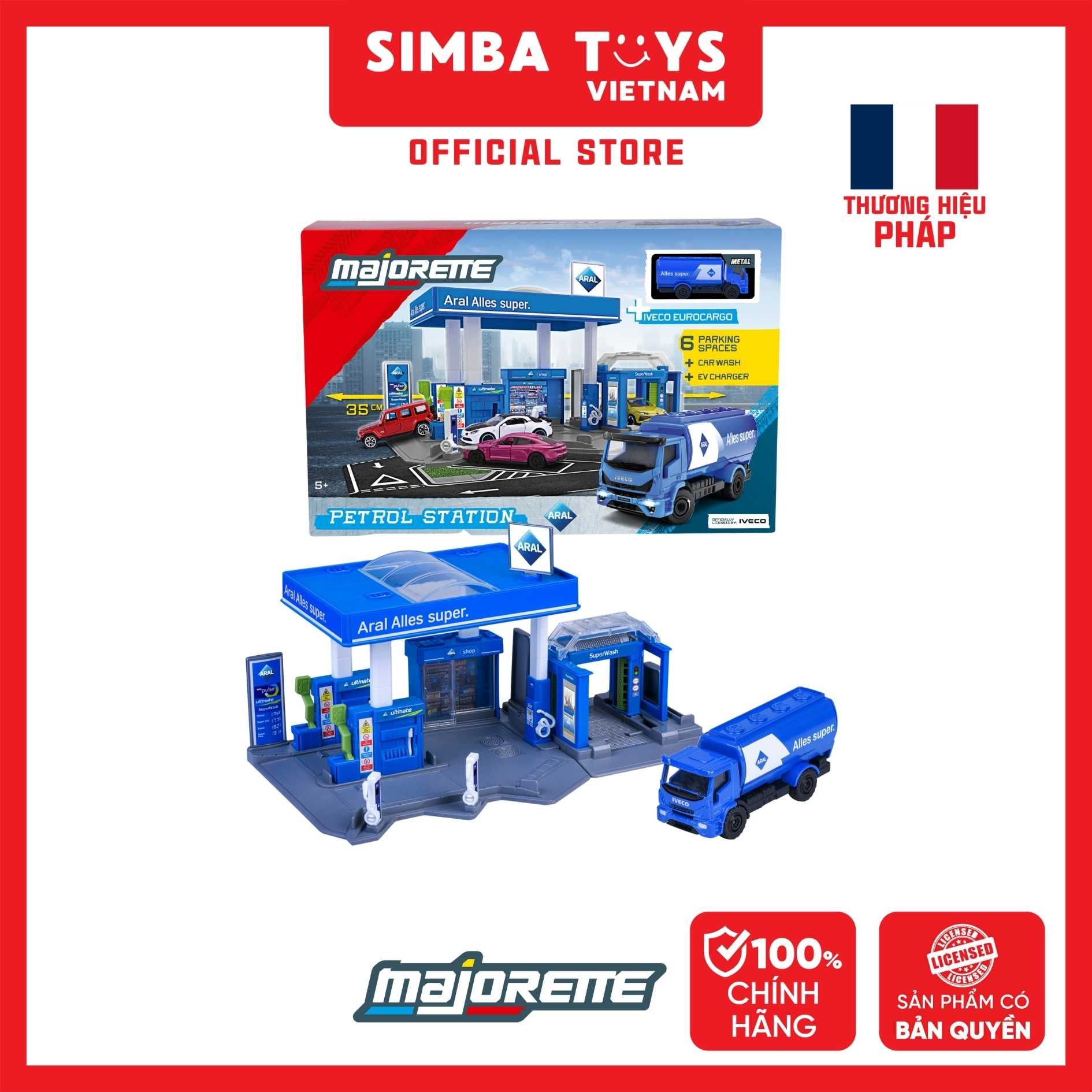 Bộ Đồ Chơi Mô Hình Trạm Xăng MAJORETTE Petrol Station Aral + 1 Vehicle 8502006000 1:64 Diecast - Simba Toys Vietnam