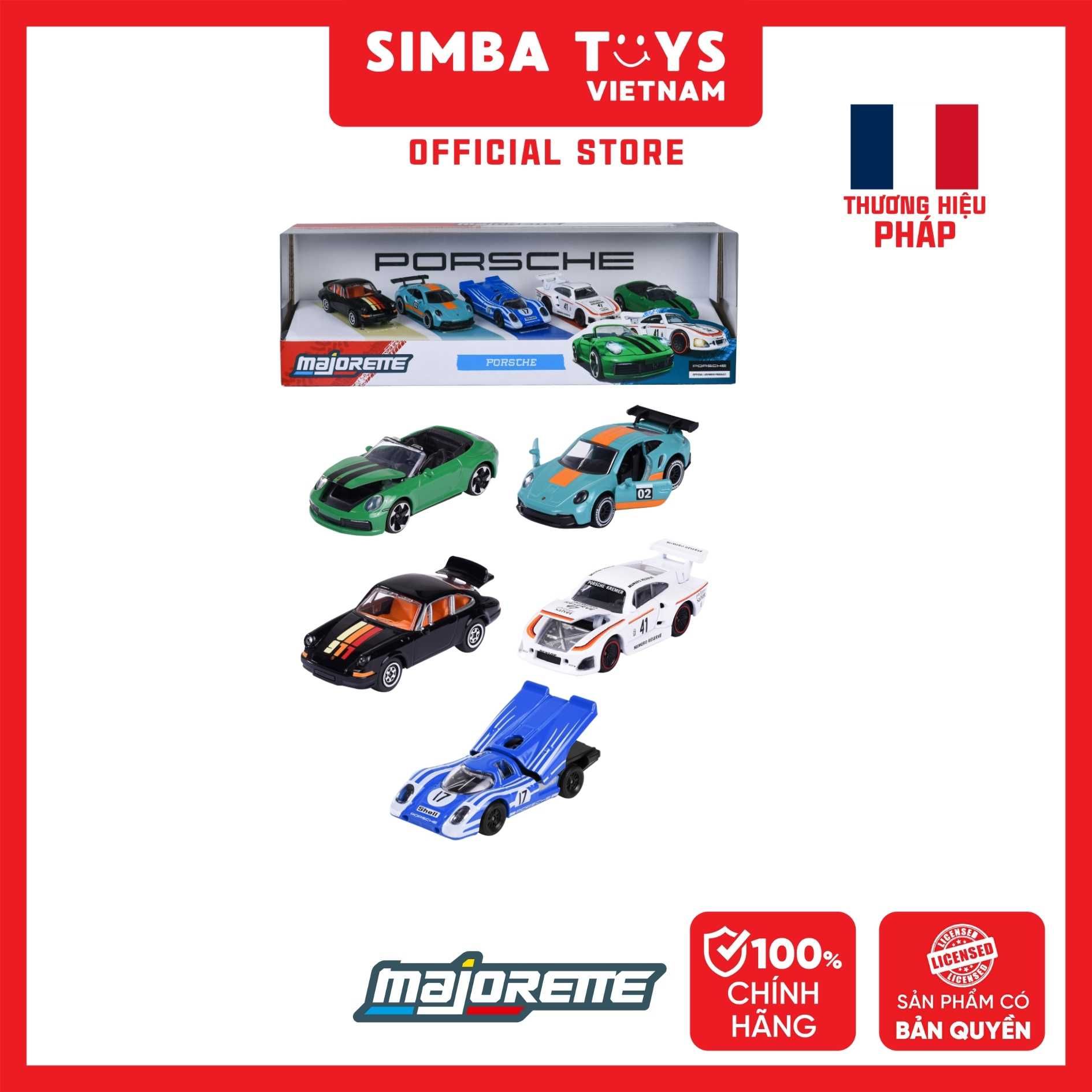Bộ 5 Đồ Chơi Xe Mô Hình MAJORETTE Porsche 5 Pieces Giftpack 8502105002 1:64 Diecast - Simba Toys Vietnam