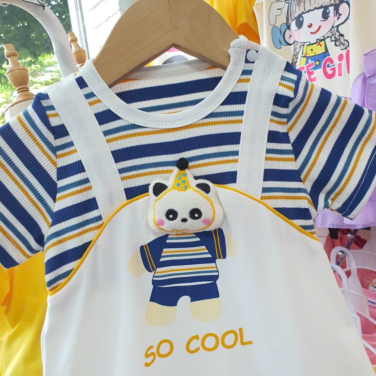 S46 _ Bộ bodysuit cho bé trai và bé gái áo kẻ sọc giả yếm siêu dễ thương _ Beekids