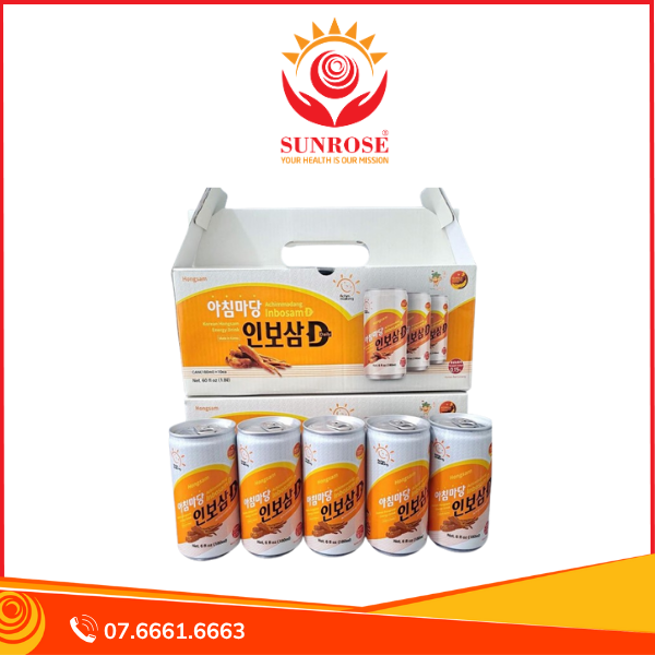 Nước Hồng Sâm 180ml x 10 Lon Inbosam D Achimmadang Hàn Quốc