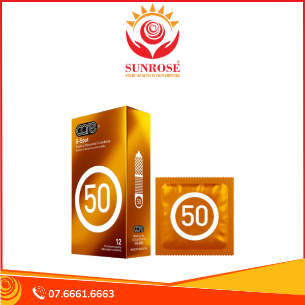 Bao cao su CARE 50 G-Spot gân gai hương rừng nhiệt đới hộp 12 cái