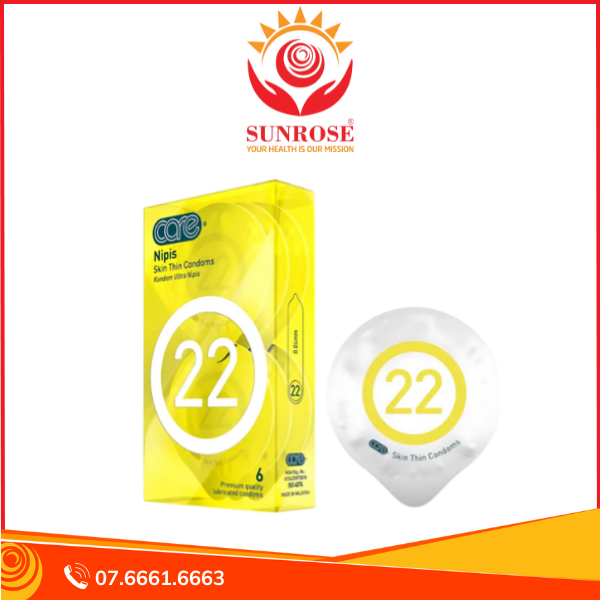 Bao cao su CARE 22 Nipis cao su tự nhiên siêu mỏng - hương nước hoa hộp 6 cái