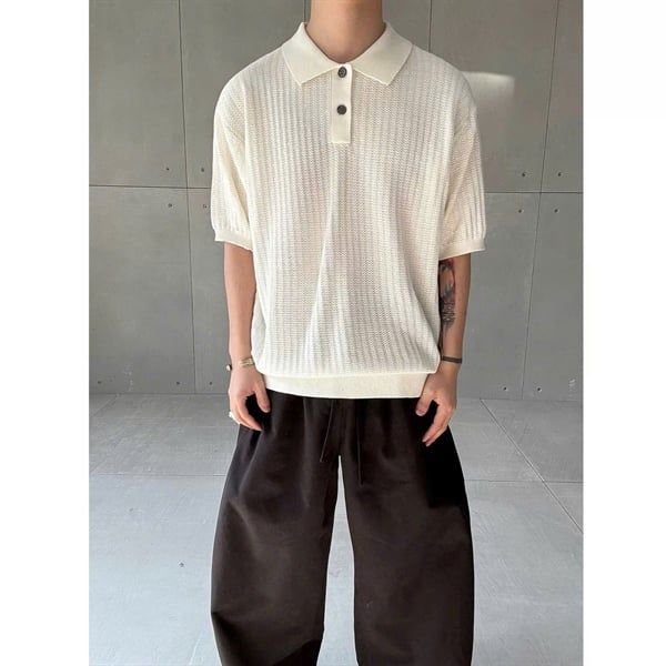 Polo Len QC M041 Easen Cúc Cổ