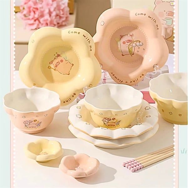 Set bát đĩa heo Lulu bông hoa