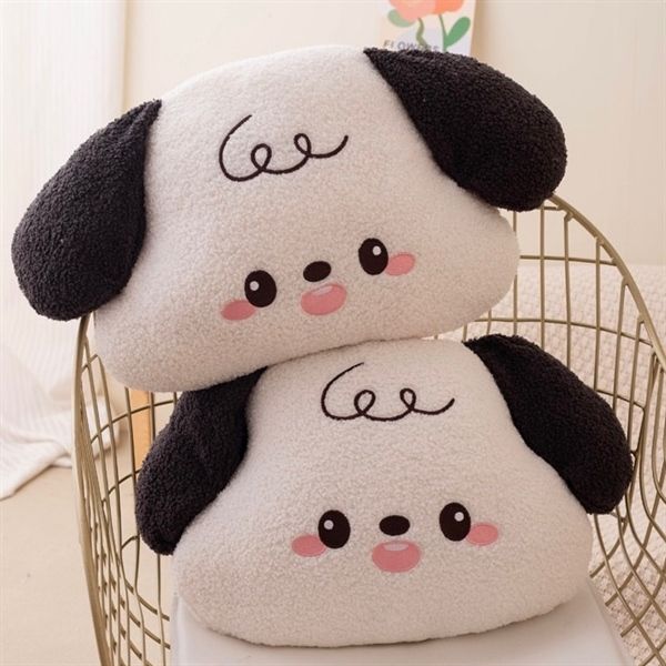 Gối kèm chăn cún trắng đen 45cm