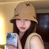 Mũ bucket cói nơ đen