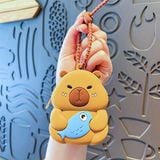 Ví móc khoá Capybara ôm đồ ăn