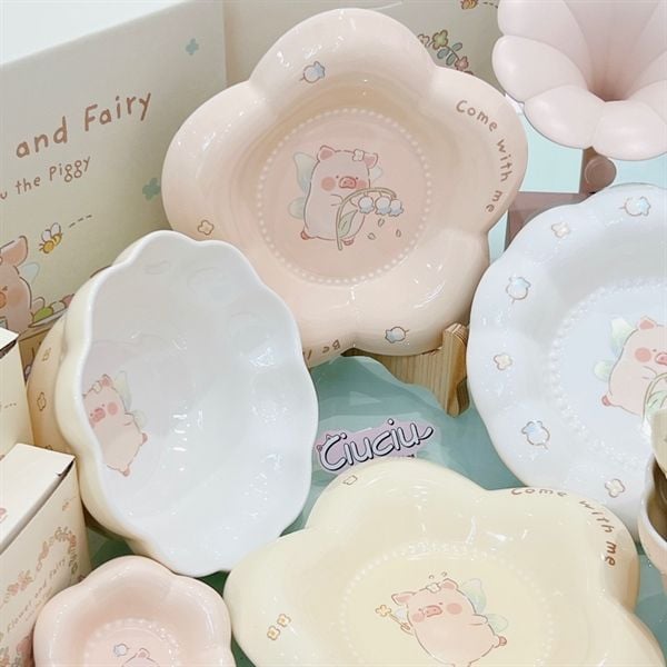 Set bát đĩa heo Lulu bông hoa