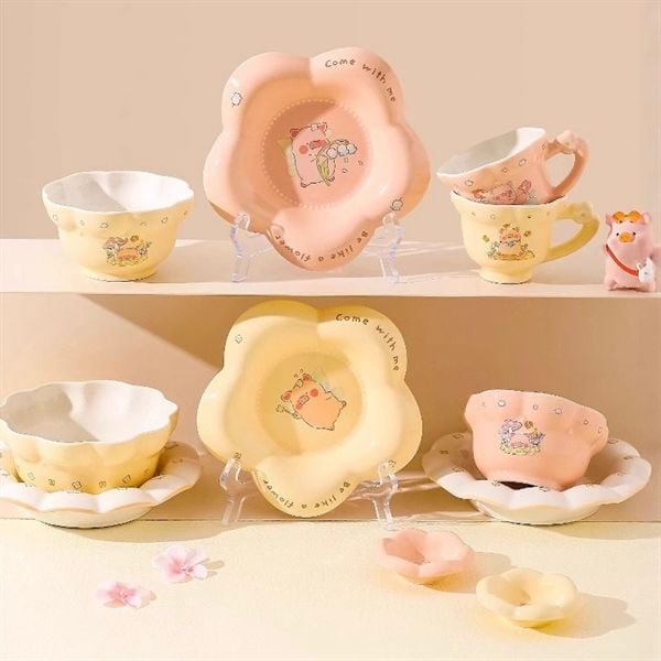 Set bát đĩa heo Lulu bông hoa