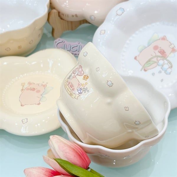 Set bát đĩa heo Lulu bông hoa