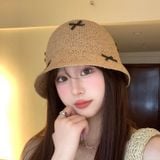 Mũ bucket cói nơ đen