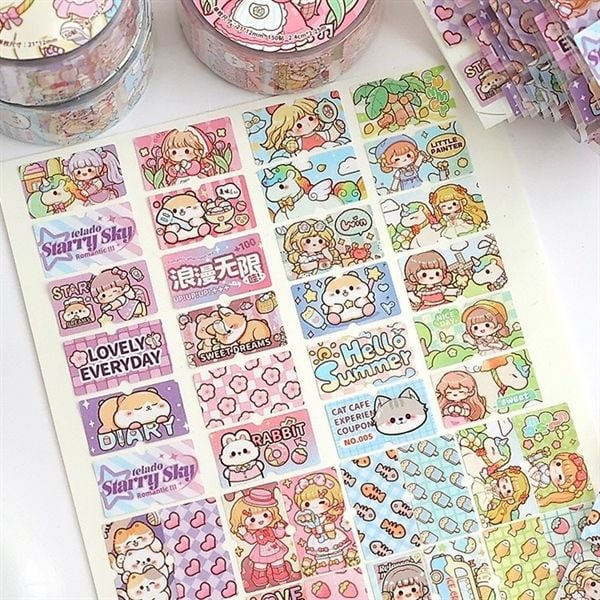 Washi tape Sticker Telado ánh nhũ