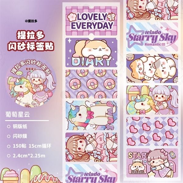 Washi tape Sticker Telado ánh nhũ