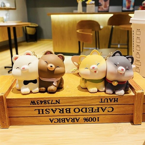 Móc khoá cún couple say xỉn