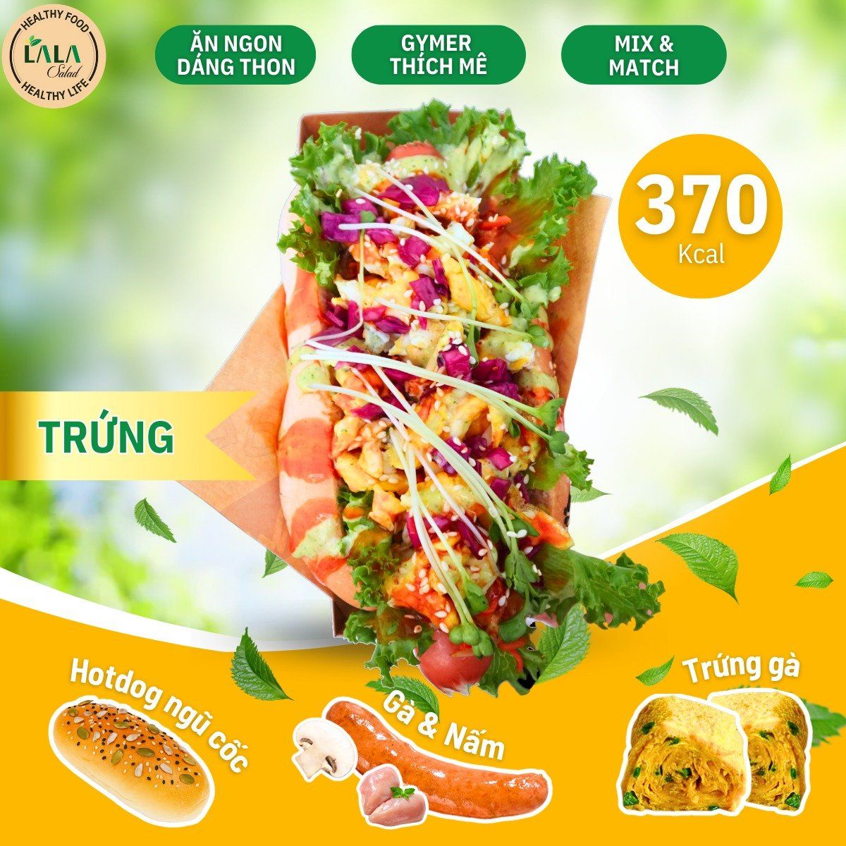 Hotdog Gà Nấm Healthy Trứng