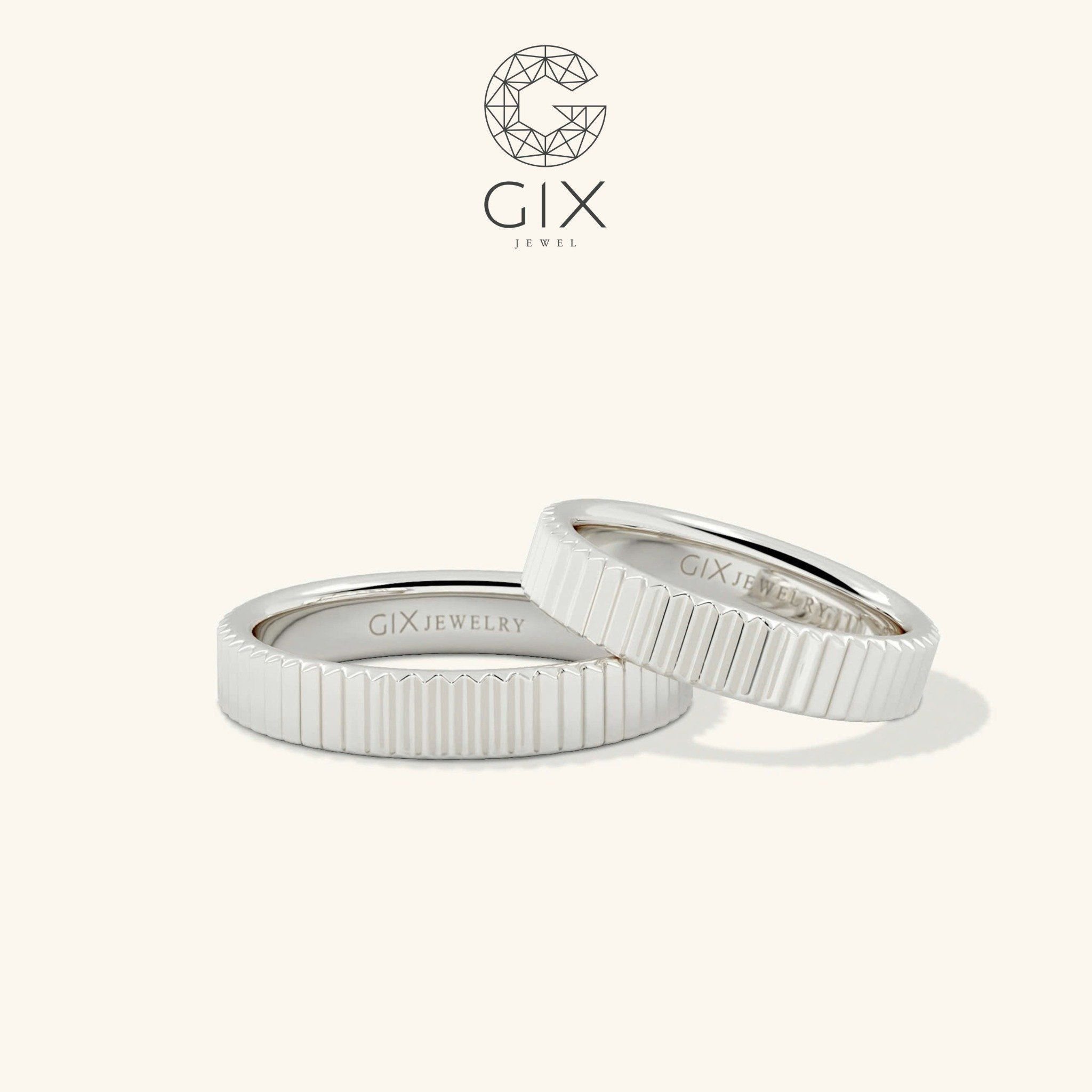 Nhẫn Cưới Vàng 18K Vát Cạnh - Metrica | GCR25050003