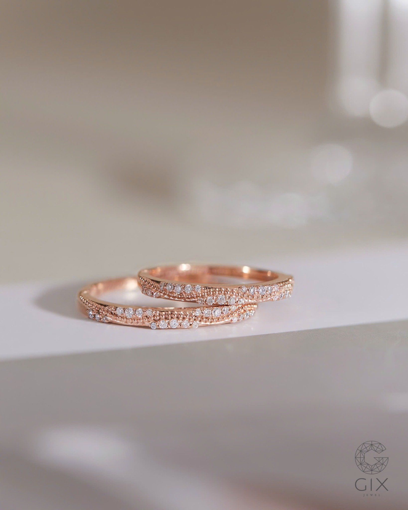 Nhẫn cưới Mature Loop vàng hồng 18k thiết kế riêng Gix Jewel