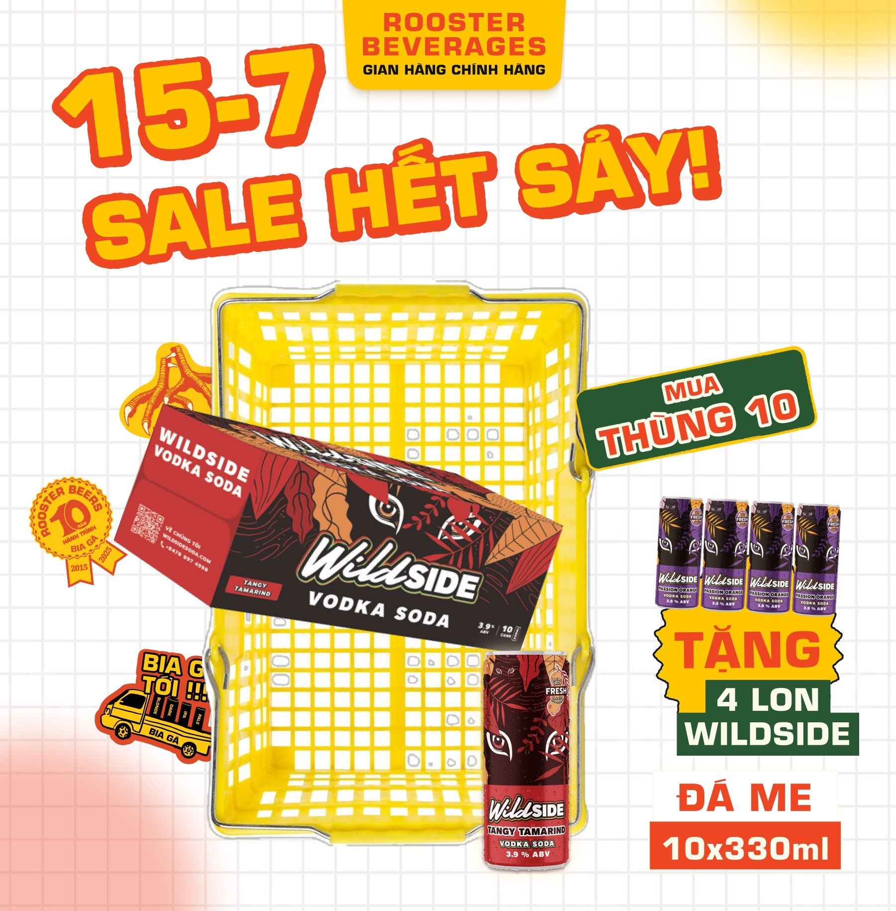 WildSide Vodka Soda Đá Me - Thùng 10 Lon (330ml)