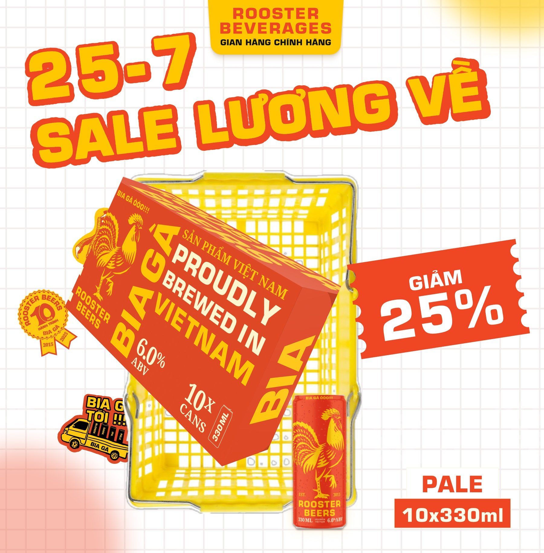 Rooster Beers Pale - Thùng 10 Lon Cao Sleek Can (330ml)