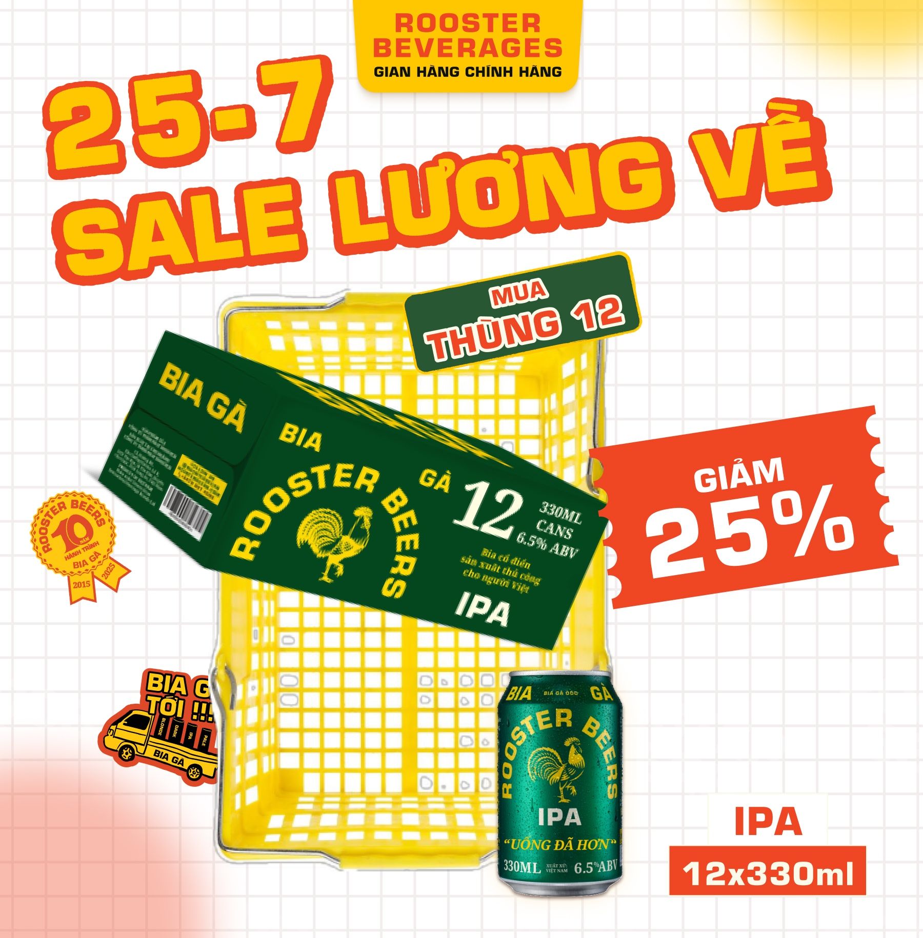 Rooster Beers IPA - Thùng 12 Lon (330ml)