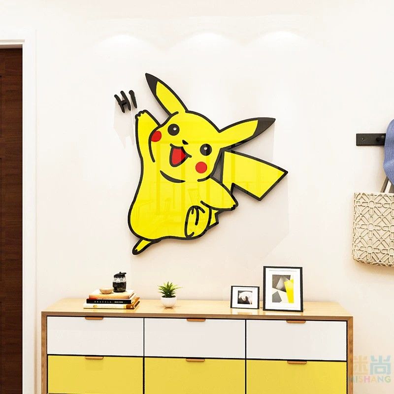 Tranh mica EPeBen dán tường nổi 3d hình PIKA PIKACHU Trang Trí Phòng Cho Bé,Mẫu Giáo, Lớp Học