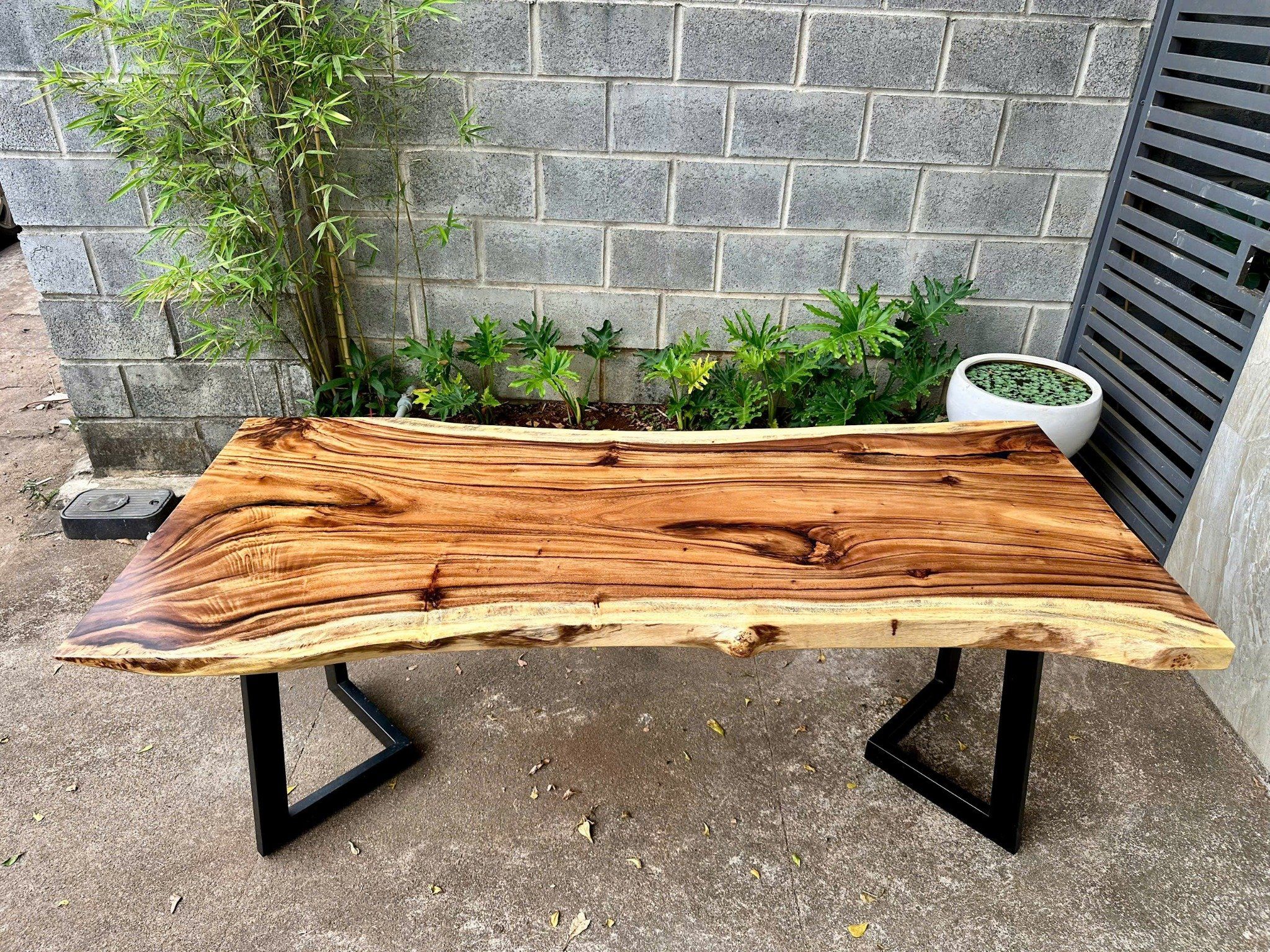 BÀN GỖ ME TÂY 180 x 80-68-79 x 5 cm