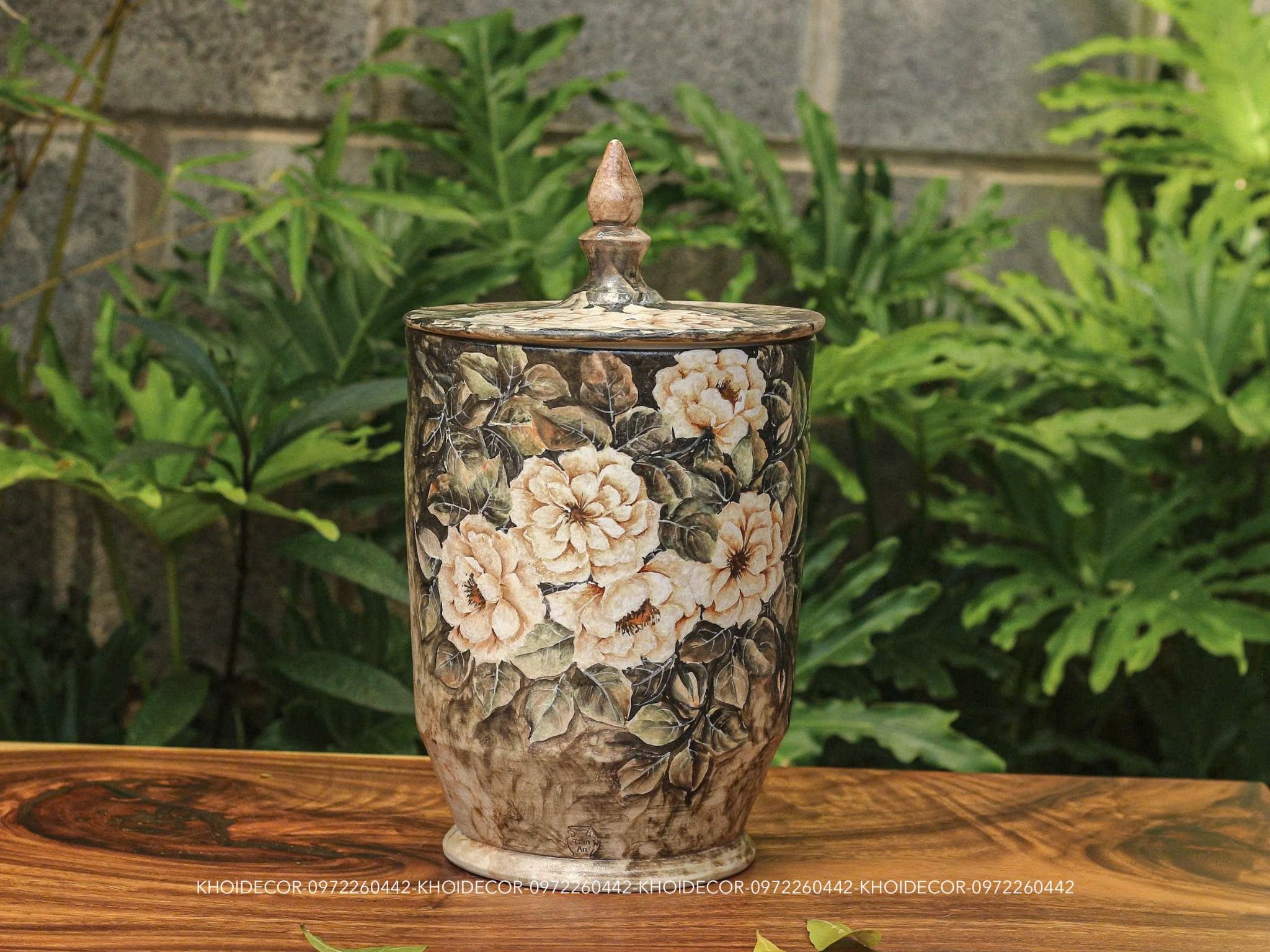 THẠP HOA HỒNG MEN KHÔ GỐM TÂM AN