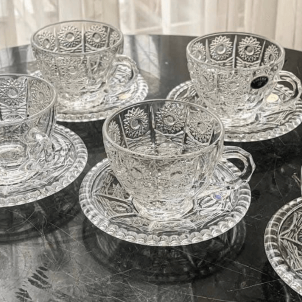 Set 6 tách trà kèm đĩa M57 Crystal Bohemia