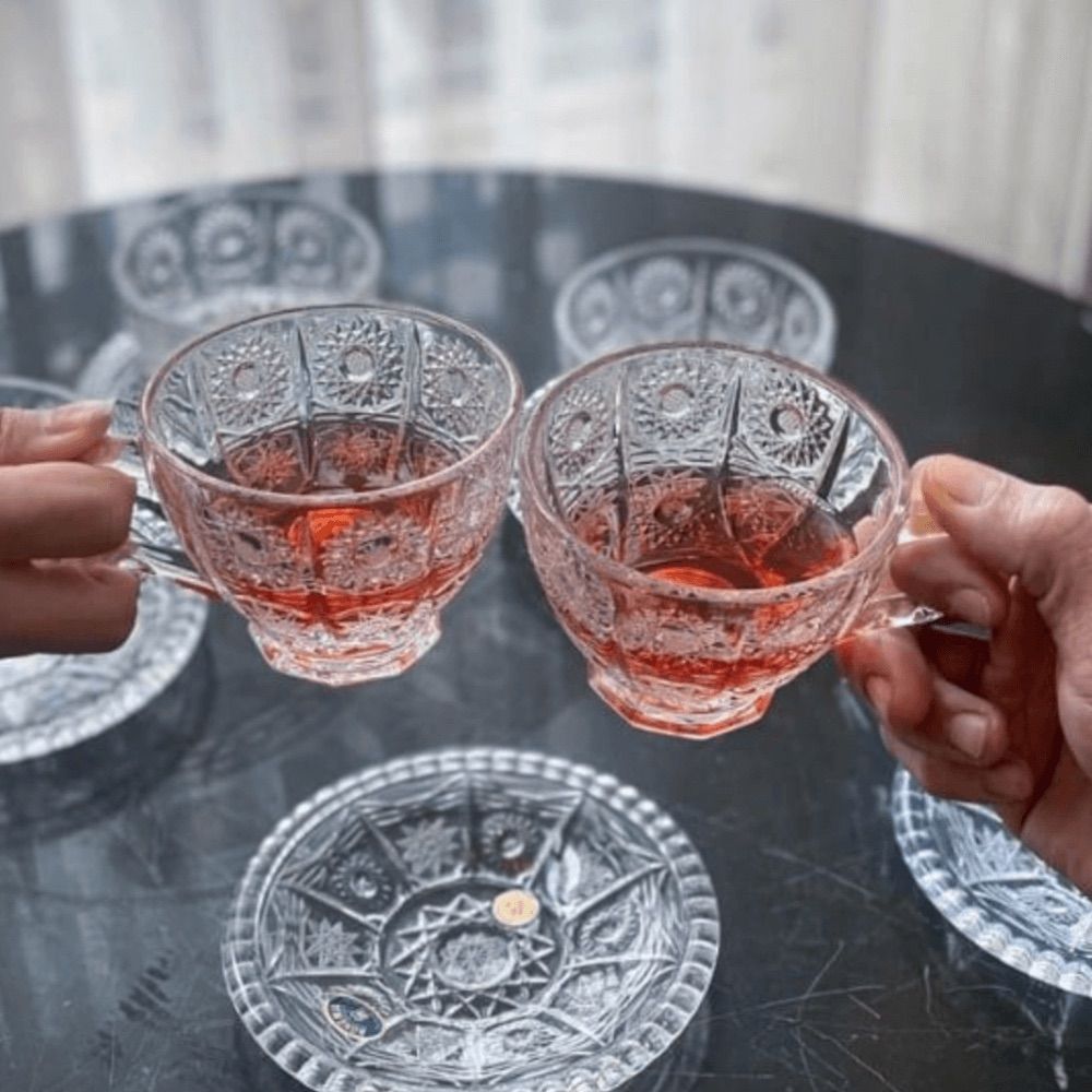 Set 6 tách trà kèm đĩa M57 Crystal Bohemia