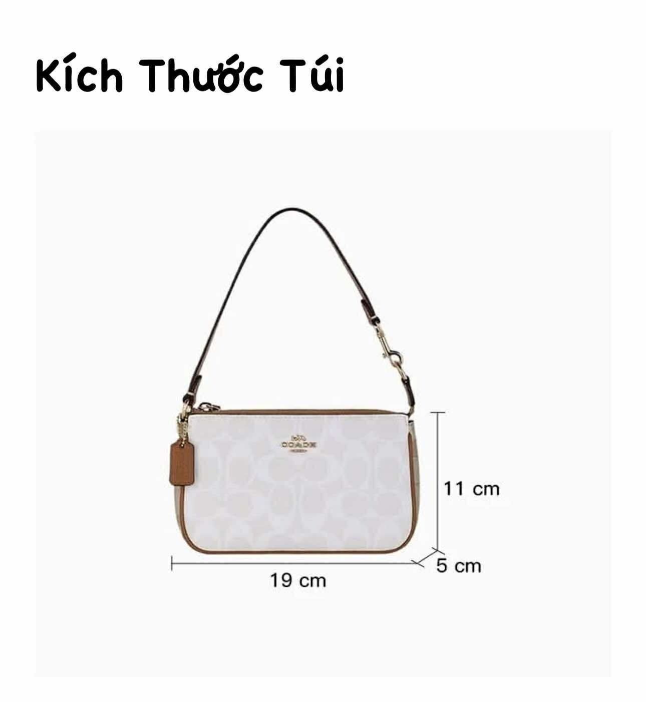 2725 - HÀNG CHÍNH HÃNG - TÚI COACH SHOULDER BAG NOLITA - TRẮNG VIỀN NÂU