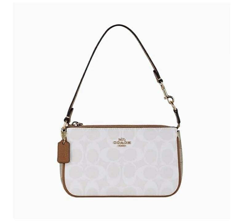 2725 - HÀNG CHÍNH HÃNG - TÚI COACH SHOULDER BAG NOLITA - TRẮNG VIỀN NÂU