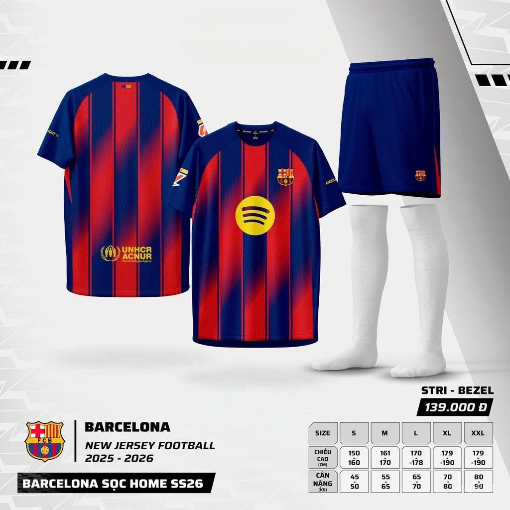 Quần Áo Bóng Đá CLB Barcelona - Vải Mè Gai Cao Cấp