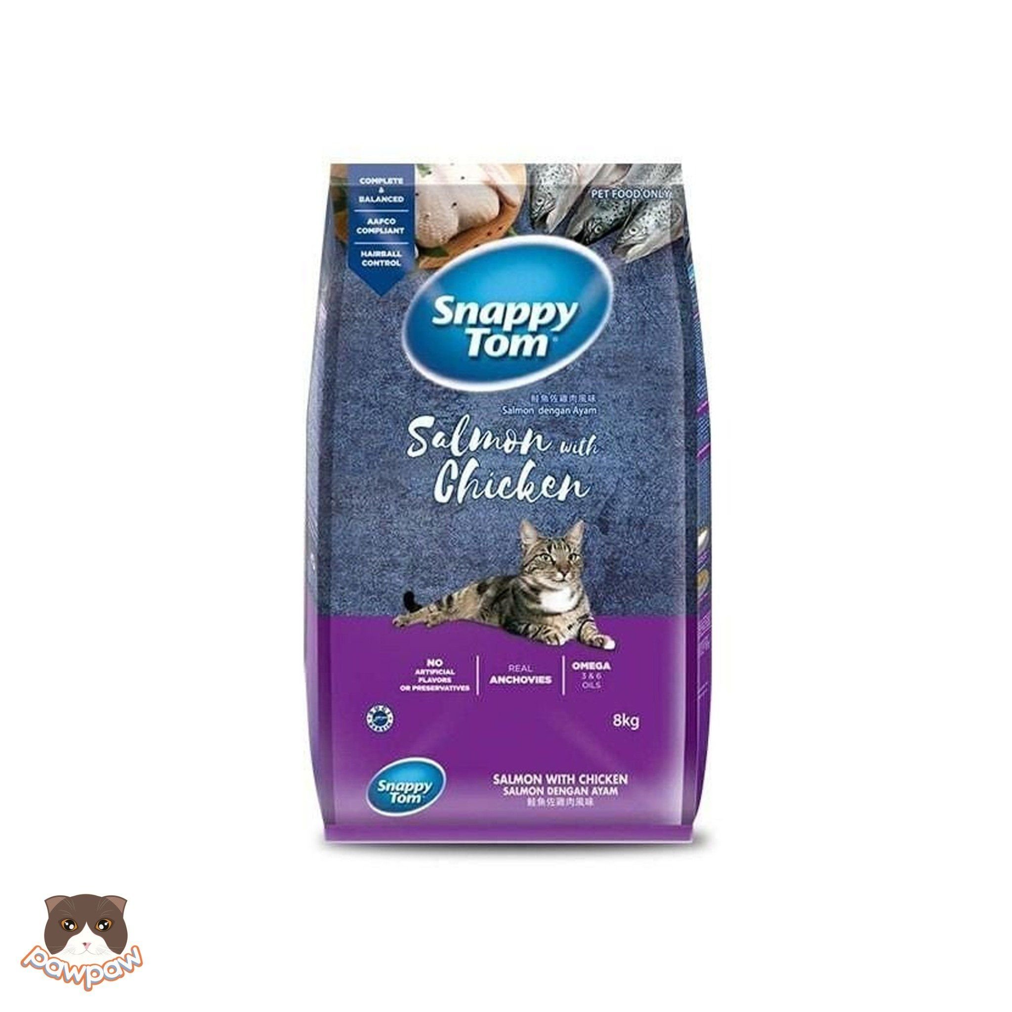 Hạt Snappy Tom gà & cá hồi mix cá cơm sấy 1.5kg cho mèo