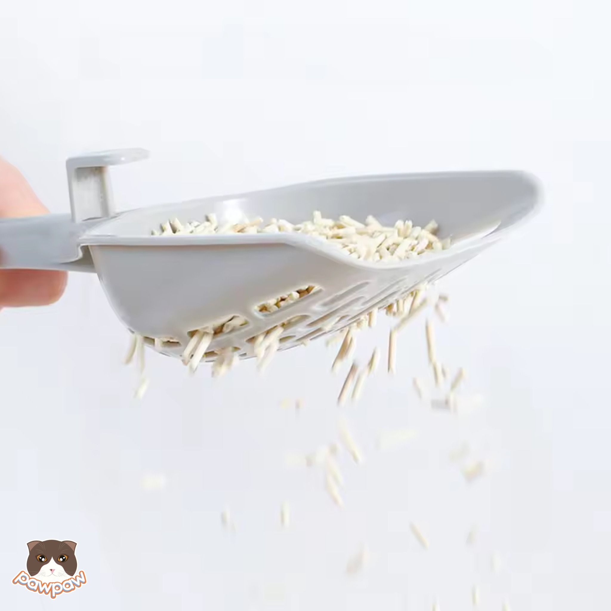 Xẻng dọn cát vệ sinh màu xám rãnh dài cho mèo