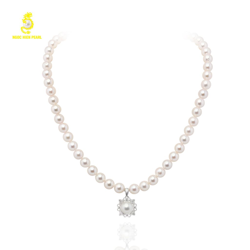 Chuỗi cổ ngọc trai Akoya 3A NGP426, 62 viên size 7.5 - 7.9mm