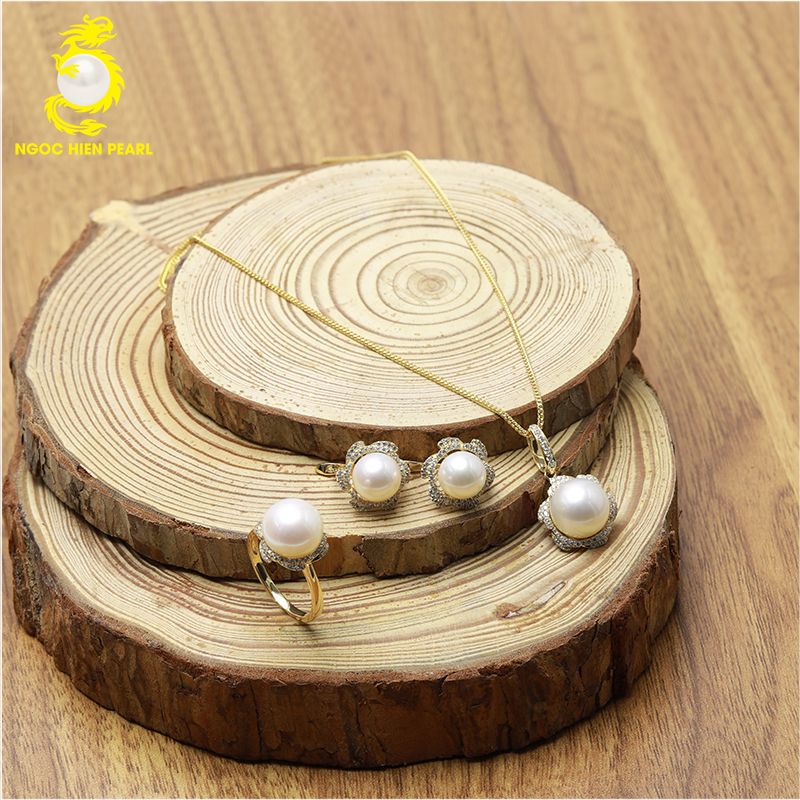 Bộ trang sức ngọc trai Freshwater kết hợp vàng18K GC0398