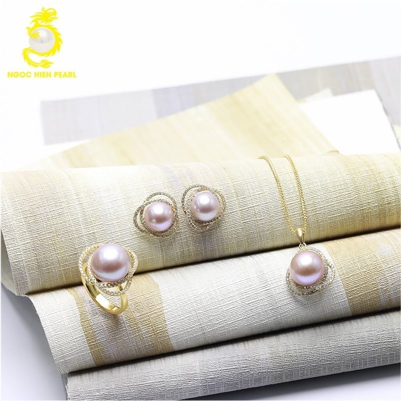 Bộ trang sức ngọc trai Freshwater kết hợp vàng 18K GS0609