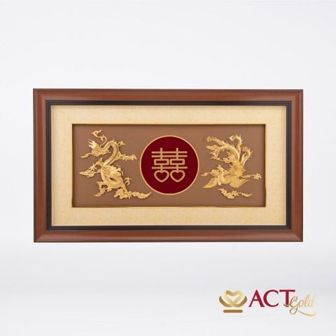 Quà tặng tranh Long Phụng Sum Vầy dát vàng 24k ACT GOLD ISO 9001:2015