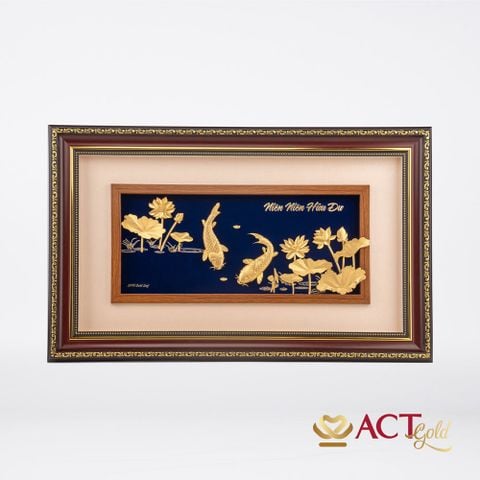 Quà tặng tranh Cá Chép Hoa Sen dát vàng 24k ACT GOLD ISO 9001:2015 (Mẫu 4)