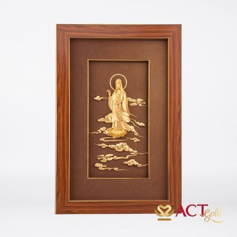 Tranh Quán Thế Âm Bồ Tát dát vàng 24k ACT GOLD ISO 9001:2015 (Mẫu 4)